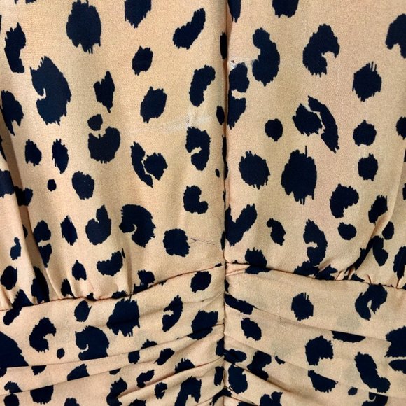 Puff sleeve leopard printed silk ruffle mini dress - size 0 - Modern 80s style - Picture 11 of 16